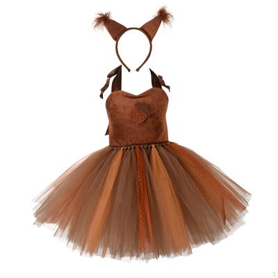 Girls' Squirrel Tutu Dress, Breathable, Special Occasion, with Headband Included