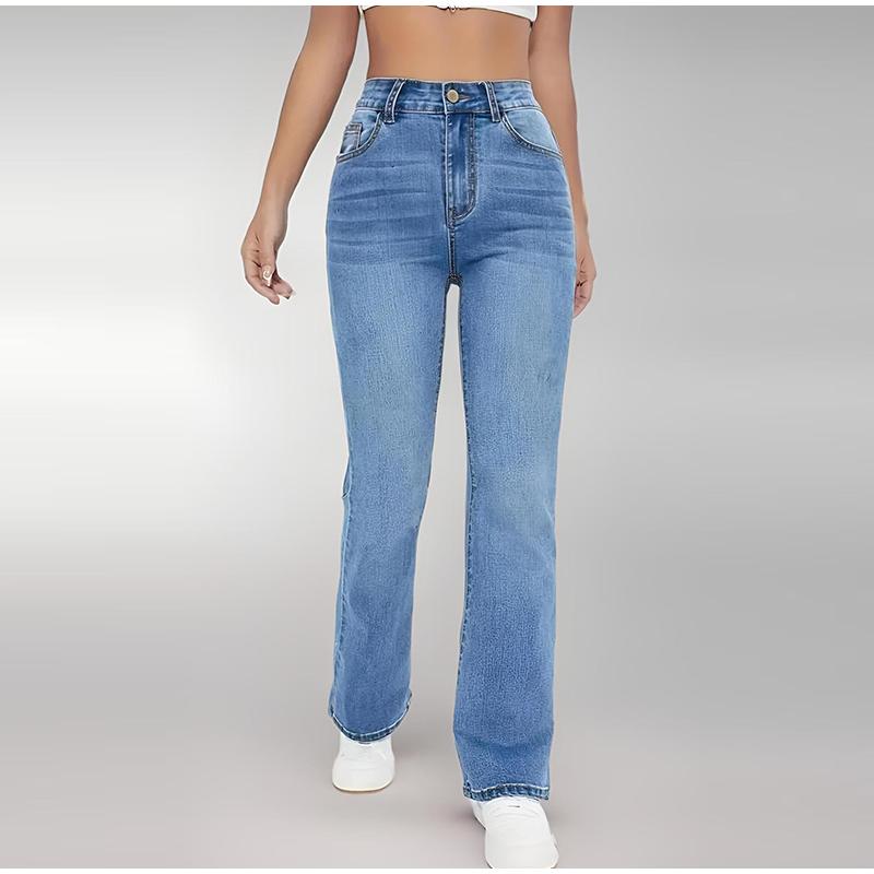 New Women's Hot Jeans Slimming European and American Style Casual Versatile High Waist Washed Denim Trousers for Women