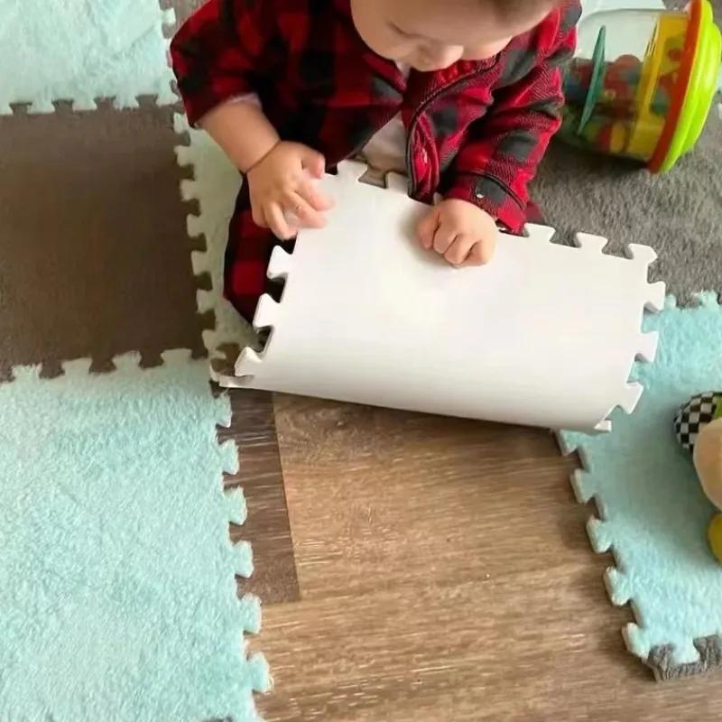 10PCS Baby Play Mat - Soft Plush Warm EVA Foam Puzzle Carpet Shockproof Children's Room Bedroom Mat Safe Baby Toys Accessories