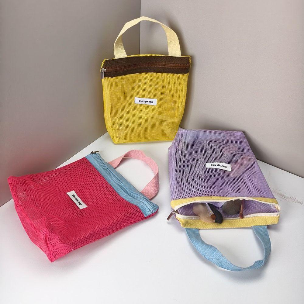New Dopamine Mesh Toiletry Bag Transparent Portable Cosmetic Bags Large Capacity Underwear Storage Bag Travel