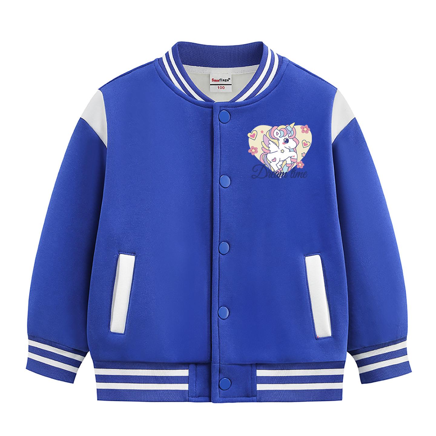 

2026 New Girls Thickened Plush Lined Baseball Jacket - Autumn/Winter College Style for Medium & Large Kids 90cm (Height: 80-90cm)