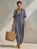 2026 European & American New Style Casual Striped Long Shirt Dress