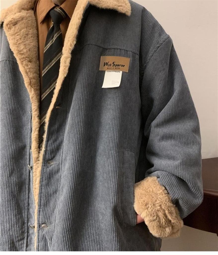 Men's Trendy Retro Winter Corduroy Cotton Jacket with Velvet Lining