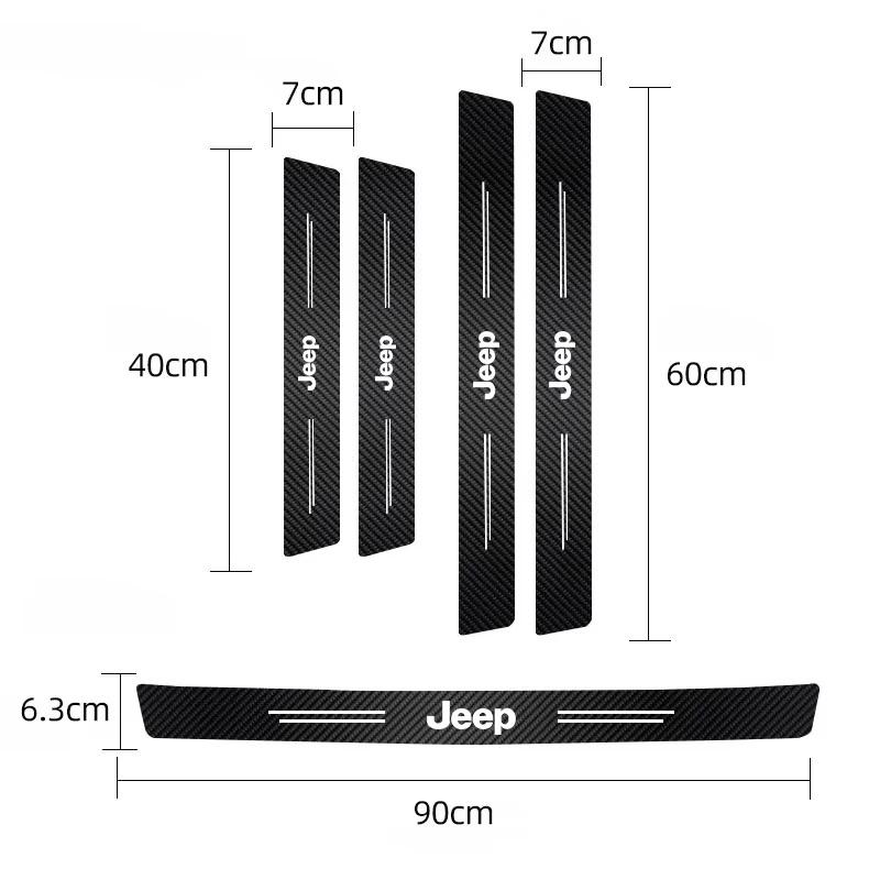 4PCS Carbon Fiber Car Door Sill Protector Stickers for Jeep Wrangler Grand Cherokee Anti-Scratch Door Entry Guard Accessories ALY1
