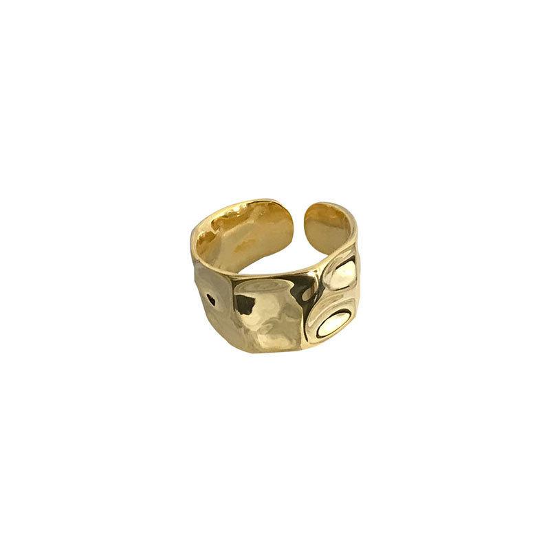 Bague Femme Rétro Vent Ins Irrégulière Surface Concave Convexe Bague Ouverte Mode Personnalité Texture Industrie Lourde Bagues Bague de Doigt Bijoux de Fête