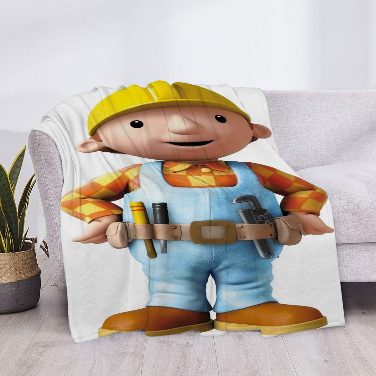 

Cute Blanket Bob the Builder Fluffy Soft Blankets & Throws Plaid Bed Throw Sofa Knee Microfiber Star H Anime Luxury Cover Child 75x90cm