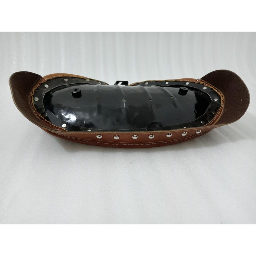 Solo Seat For Harley Brown Leather Skirt Knucklehead Panhead Shovel TC Bobber