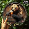 Vintage Bear Beer Round Metal Wall Sign 8x8 Inch Aluminum Plaque Bar Kitchen Home Decor