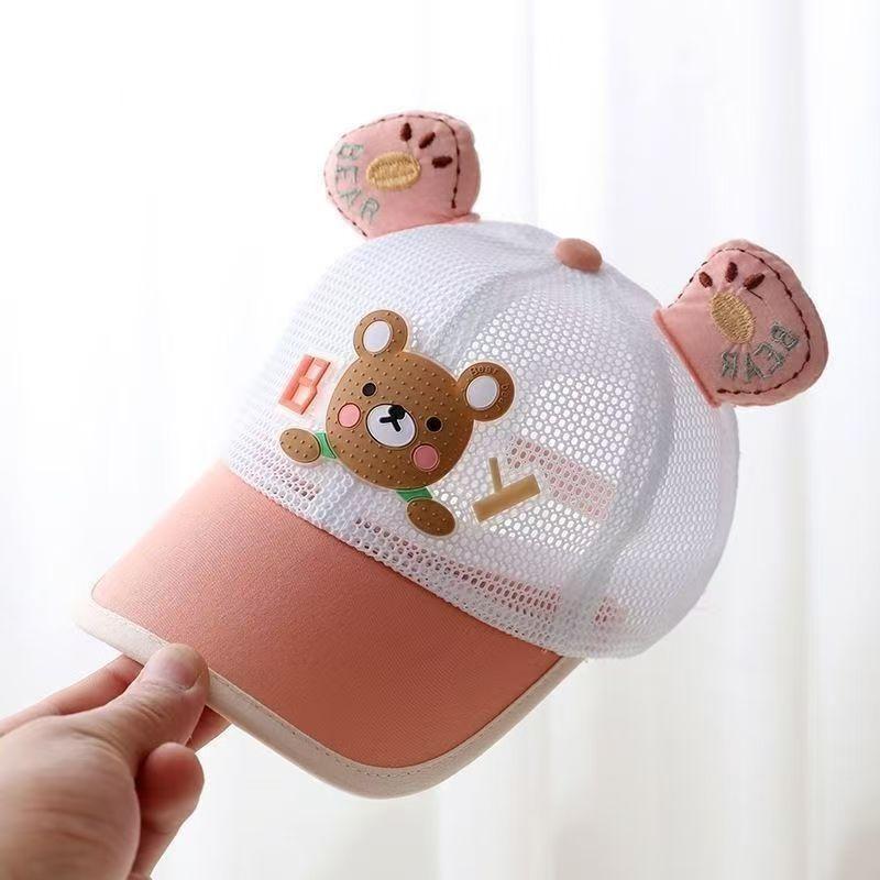 2026 Summer Toddler Mesh Baseball Cap Cute Bear Lightweight Sun Hat for Kids 1-5 Years