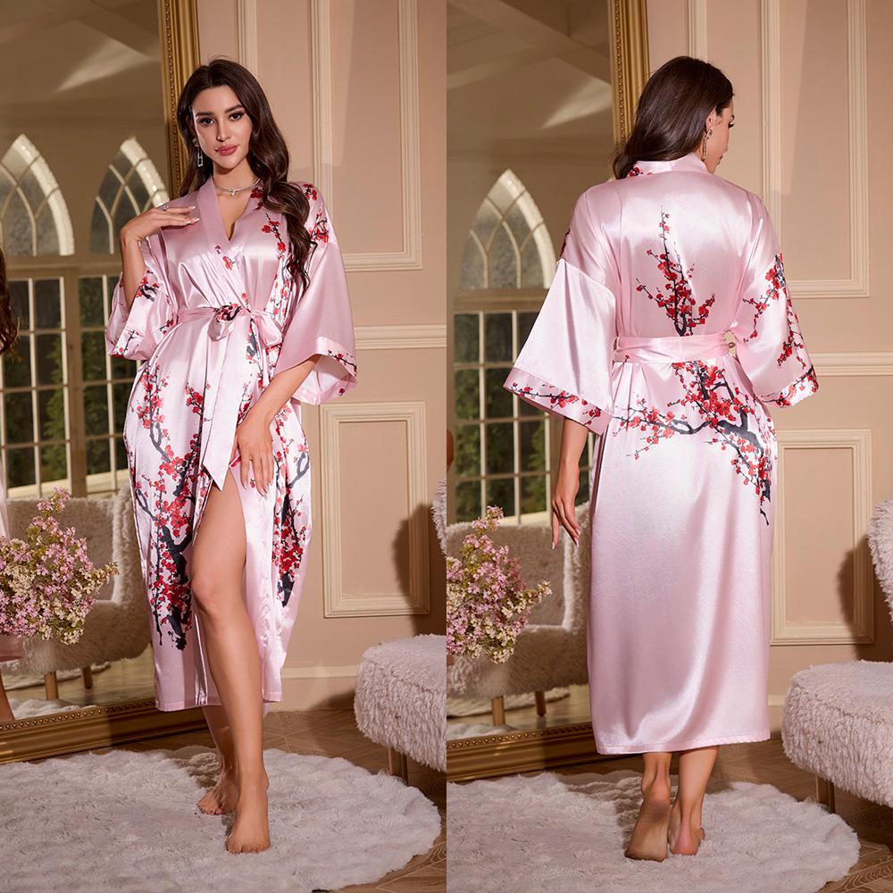 Plus Size Women s Lightweight Summer Ice Silk Pajamas - Cool & Loose Bathrobe Homewear One Size