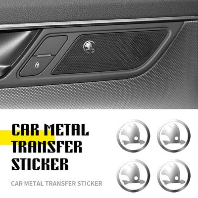 10Pcs Car Accessories Nickel Metal Interior Badge Stickers For Octavia A5 A7 Rapid Fabia Superb Kodiaq Scala Karoq Kamiq