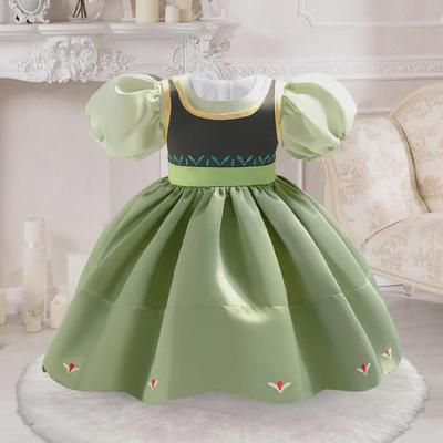 Embroidered Puff Sleeve Birthday Dress for One-Year-Old Girls