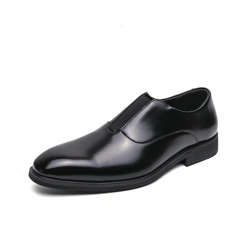 Men's Large Pointed Toe Leather Slip-on Shoes - Business, Formal, Wedding, Office Derby