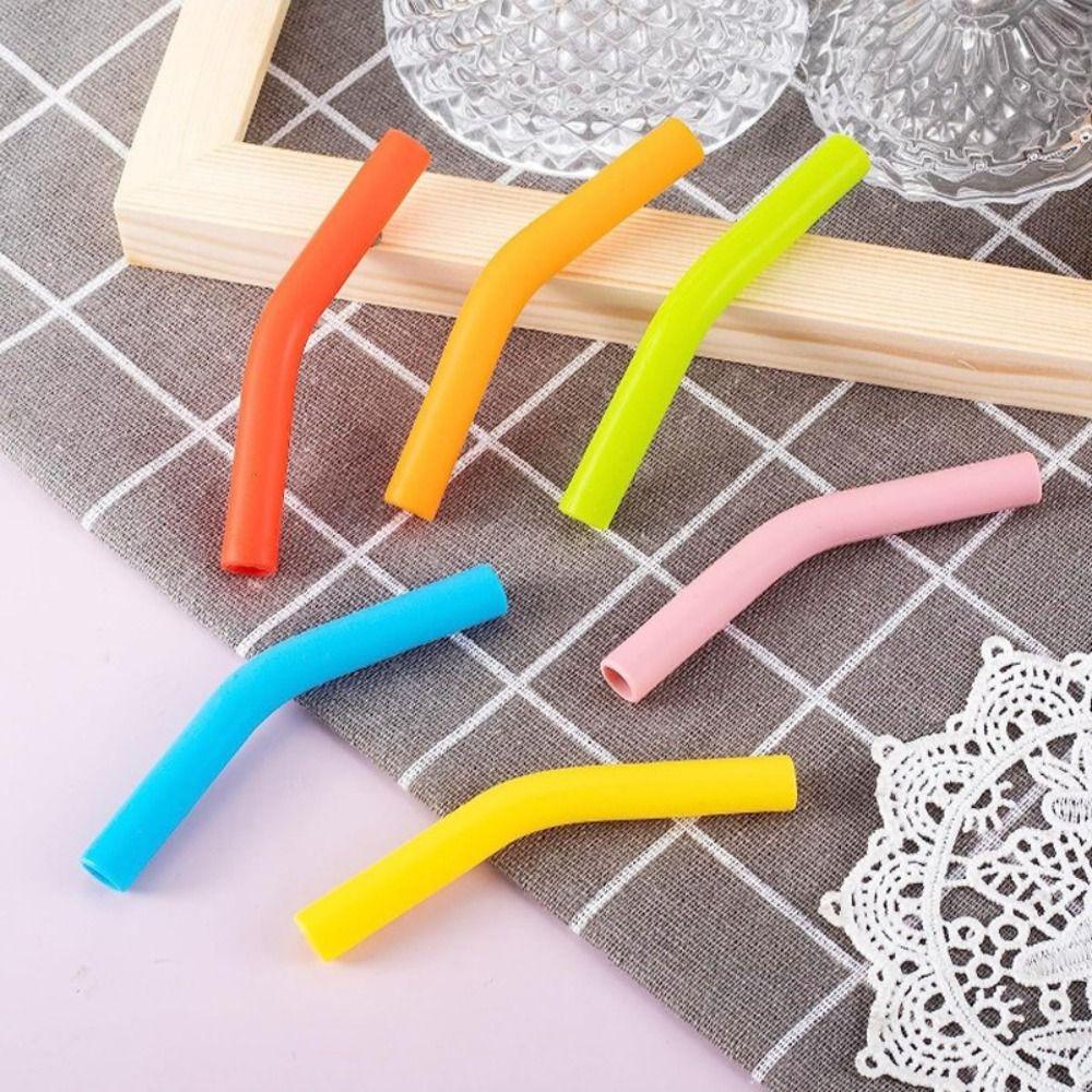 12pcs Curved Metal Straws Tips Cover Silicone Straw Cover Cup  Accessories Straw Topper  Drinking