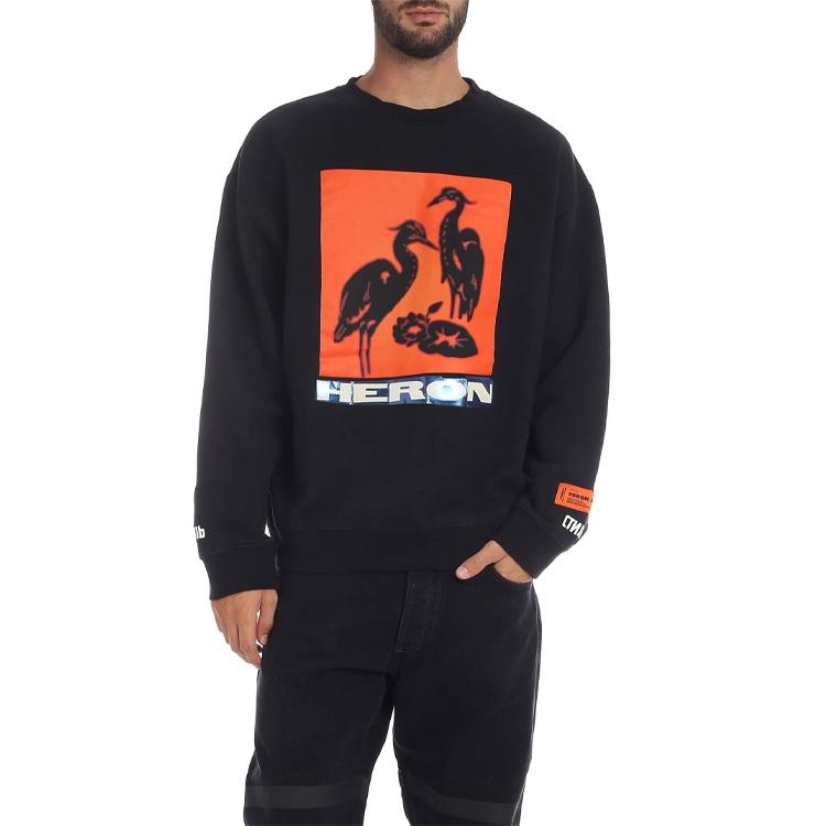 HERON PRESTON Heron Tape Crew Sweatshirt 'Black' Men's HMBA003F198080030488