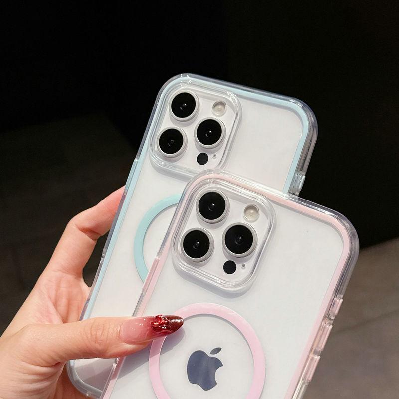 Magnetic Clear Colorful TPU Transparent Flexible Soft Case Protective Back Cover for iPhone 16 15 14 13 12 11 Pro Max
