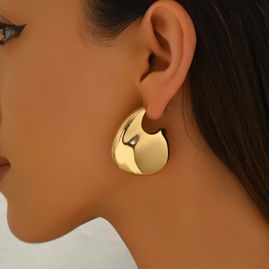 Women's Earrings Geometric Glossy Design Electroplated 18K High-Grade Ear Studs All-Match Fashion Earrings