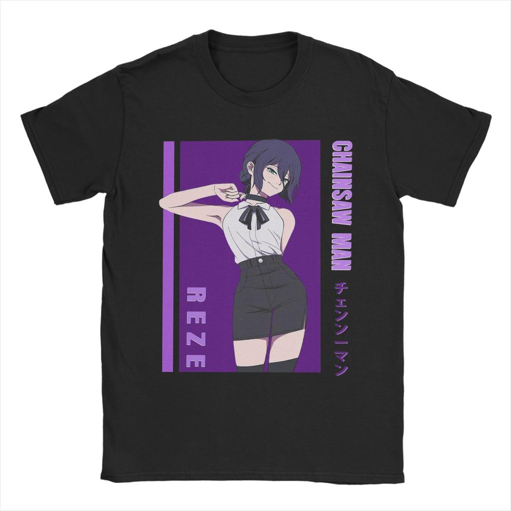 Oversized TShirt Chainsaw Man Reze Japanese Anime Cotton T Shirts Tee Shirt for Man Summer Y2K Casual Short Sleeve Top Tees