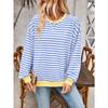 Simple Home Leisure New, Striped Pattern Round Neck Trend Long Sleeve, Pullover Color T-shirt