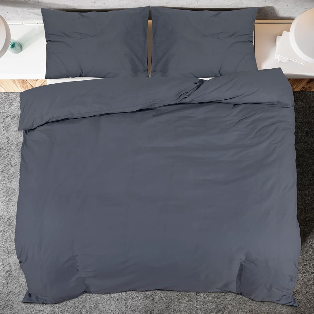 vidaXL Bettwäsche-Set Anthrazit 220x240 cm Baumwolle