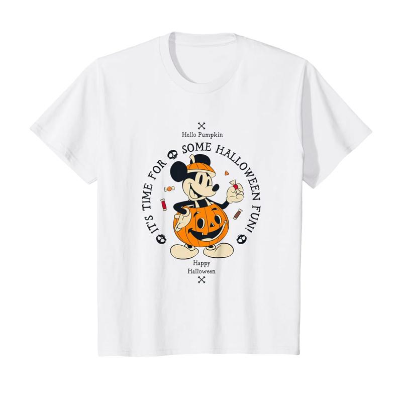 Miniso Mickey Maus Kürbis Halloween Aufdruck T-Shirt Sommer Lässig Herren und Damen Kurzarm Street T-Shirt Cartoon Oberteil