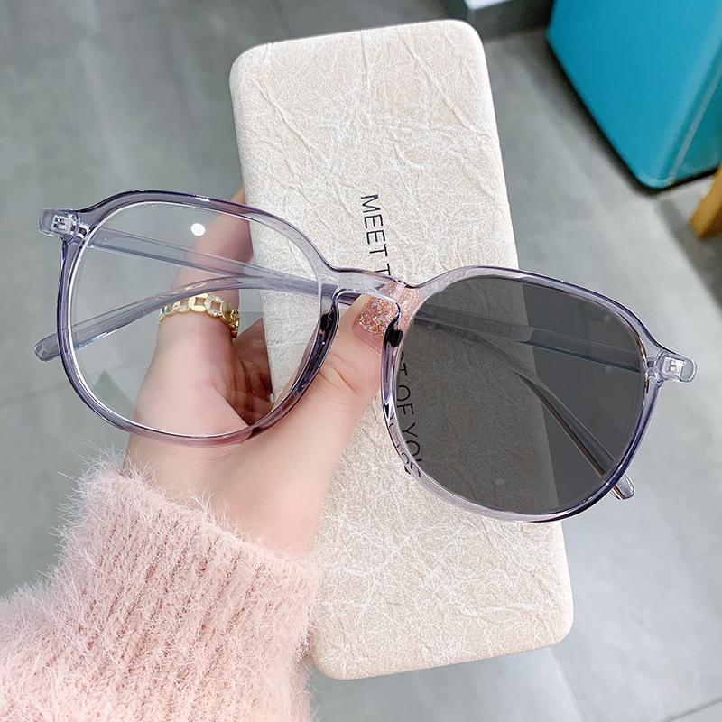 Anti-blue Light-sensitive Color-changing Glasses Frames Without Makeup To Make Female Students Look Myopic Glasses 21007-1