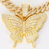 Collier Pendentif Papillon Style Hip Hop Chaîne Cubaine en Alliage Bijoux de Mode Unisexe Tenue de Soirée