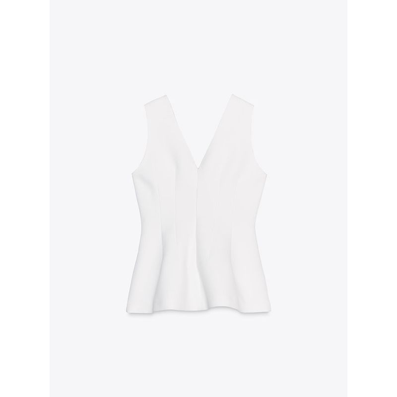 Za2025 Summer New Product Women's Clothes V Neck Sleeveless Short Skirt Hem Sleeveless Tops 2688199 515 712