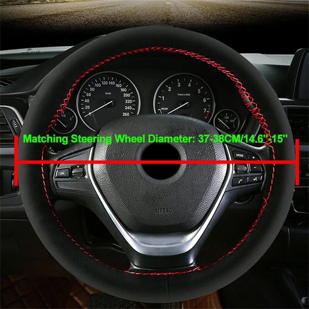 Car Steering Wheel Cover Suede Steering Wheel Covers Universal 38Cm Car Interior Accessories Braiding Cover For Steering Wheel