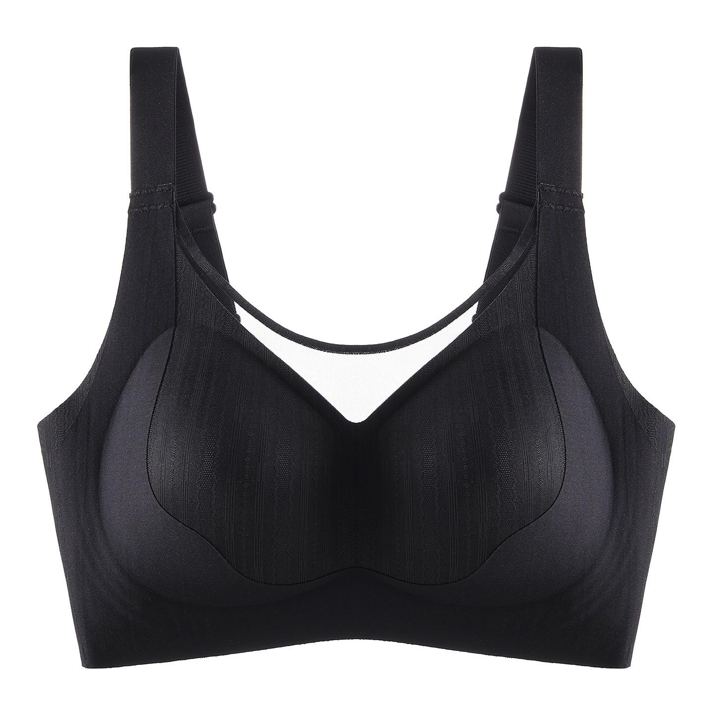 

Summer large size large chest small anti-light breathable tube top jelly strip soft support side closing bra seamless underwear women 4XL чорний