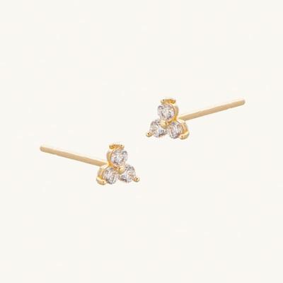 LUNNE 14k Mini Cubic Blossom Earrings (14k Gold) A03