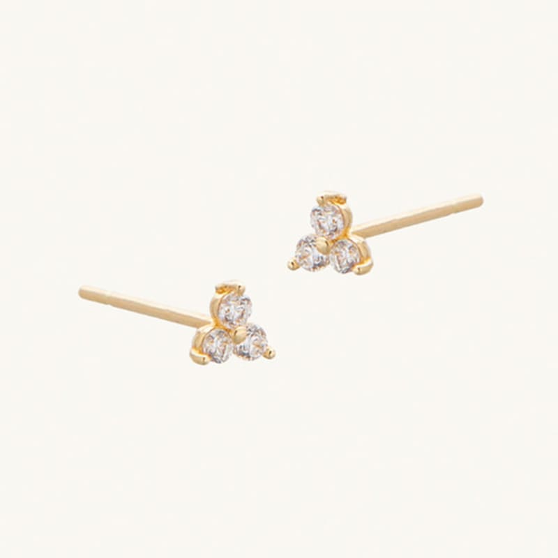 LUNNE 14k Mini Cubic Blossom Earrings (14k Gold) A03
