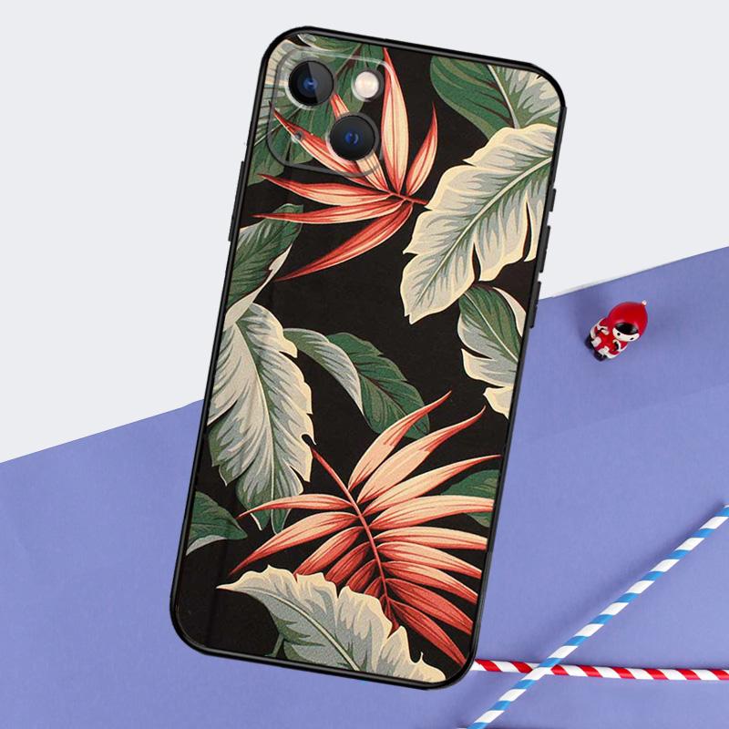 Tropical Leaves Banana Leaf Phone Case For iPhone 16 15 Pro Max 12 13 Mini 11 14 Pro Max XR 16 15 Plus 16e Cover Coque