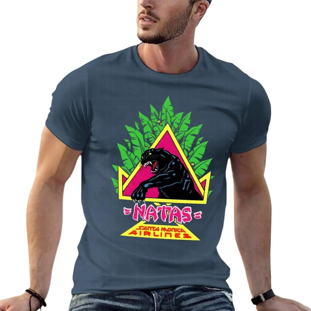 Vintage Santa Monica Airlines Natas Kaupas Funny Oversized T Shirt Printed Men Clothes 100 Cotton Streetwear Plus Size Top Tee
