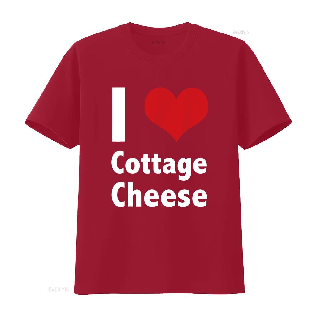 I Love Cottage Cheese T Shirt vintage Washed Breathable Unisex Top For Everyday Wear fashion Stretched Soft graphic streetwear