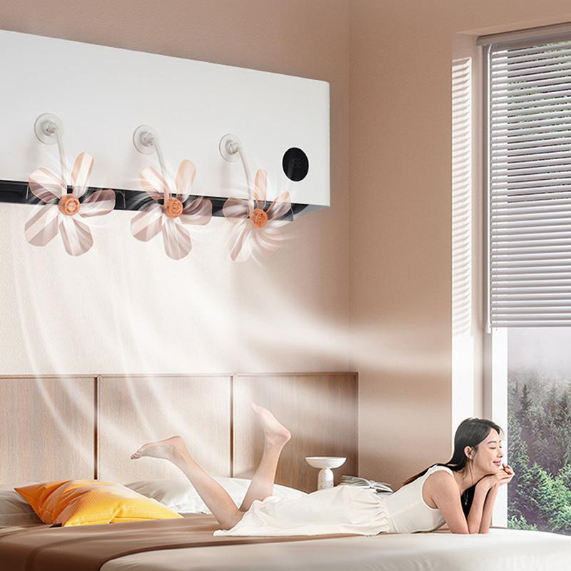 3Pcs Wall Mounted Conditioning Guide Fan Plastic Adjustable Suction Cup Air Conditioning Ventilator Windmill Shaped