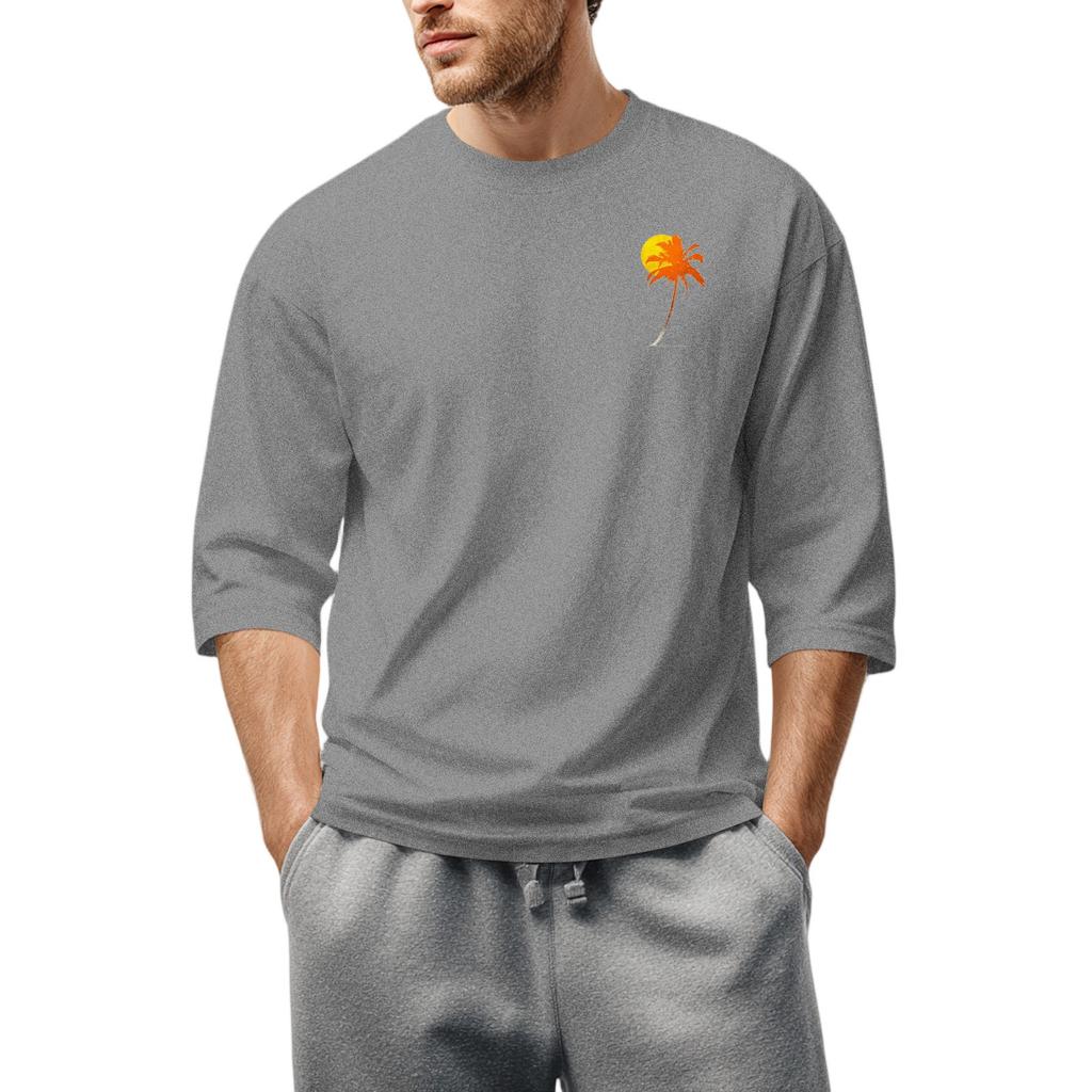 Men'S Round Neck Three-Quarters Sleeve Top Casual Fashion T-Shirt