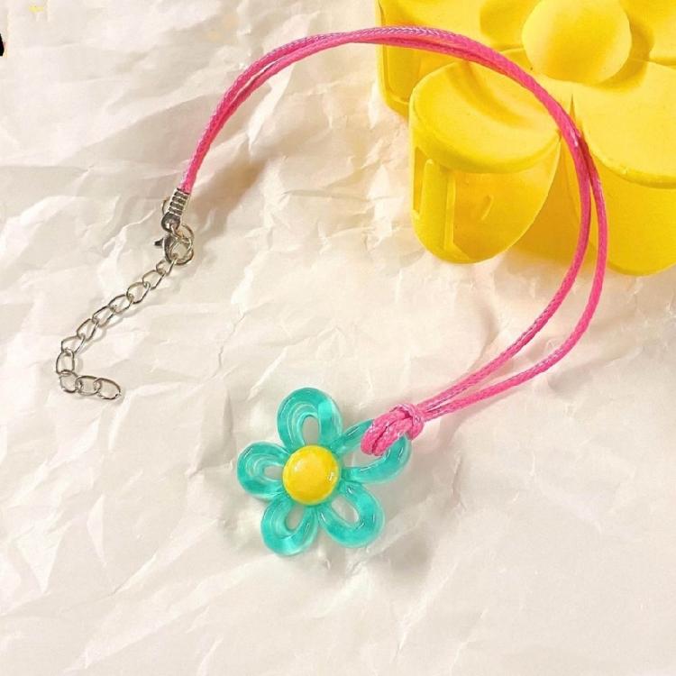 

Трендовая нишевая подвеска с цветком, цепочка на ключицу, темперамент, простая цепочка на шею, регулируемое плетеное кожаное ожерелье из веревки