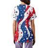 Plus Size Printed Scrub Working Uniform Tops For Women's Cross V Neck Independence Day Print Short Sleeve Fun T-Shirts Workwear Tee With Pockets
