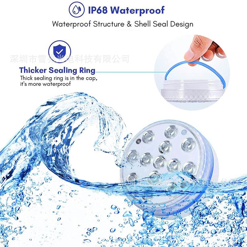 Newest Submersible 13LED Underwater Light with Remote Control Underwater Pool Light IP68 Bright Lamp RGB for Pond/Pool/Aquarium