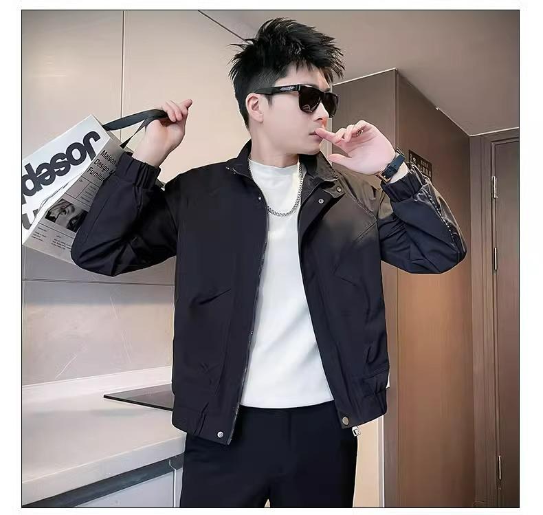 Men's Spring 2025 Stand Collar Casual Solid Color Jacket