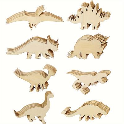 24 adet Boyanmamış Ahşap Dinozor Hayvan Kesimi, Pterosauria, Tyrannosaurus Rex Kendin Yap El Sanatları Sanat Projesi