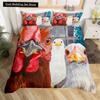 Bauernhof Huhn Königin Bettbezug Hahn Gans Ente Bettwäsche Set für Kinder Teenager Erwachsene Bauernhaus Tiere 2/3tlg. Weicher Bettdeckenbezug