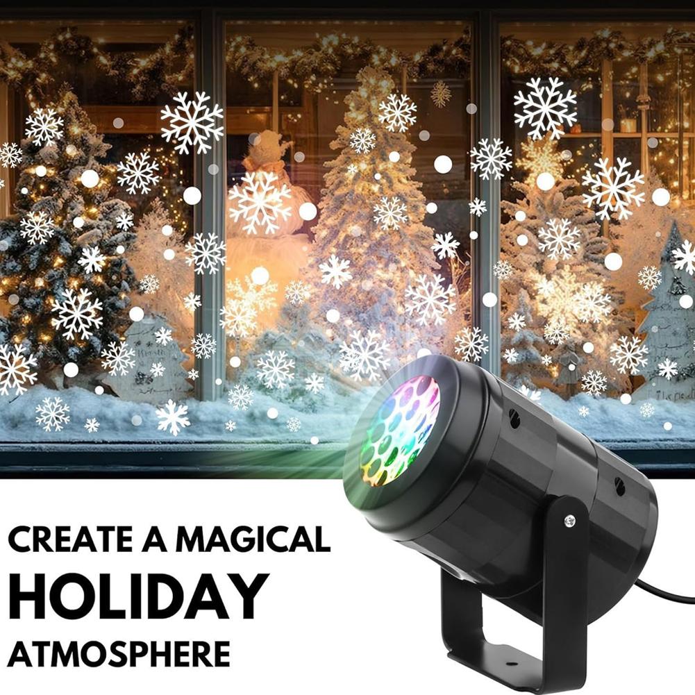 5V Outdoor Snowflake Pattern Projection Light USB Powered Rotating Light Christmas Day Atmosphere Decoration Stage Lights