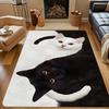 Minimalist Black & White Cat Door Mat, Creative Animal Art Non-Slip Rug, Washable Decor Carpet for Home Office Living Room