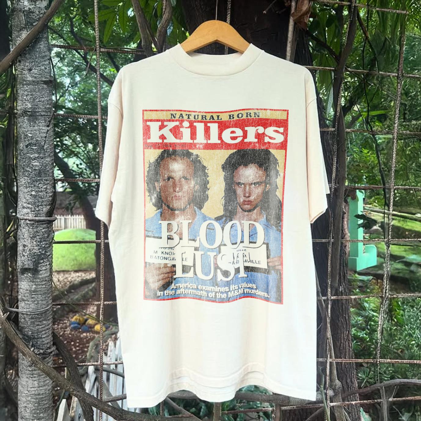 90s Natural Born Killers Blood Lust Washed T-Shirt White L XL