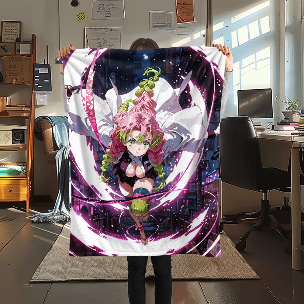 1PC Demon Slayer Print Flannel Blanket, High Quality All Seasons, Home Decor, Warmth and Comfort, Perfect for Christmas Gifts
