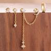 4PCS Women's Earrings Set Stainless Steel Cubic Zirconia Chain Moon Star Unique Punk Unisex Rock Earring Piercing Jewelry