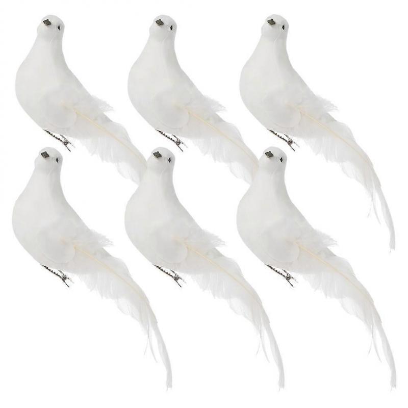 Artificial Christmas Dove Birds White Foam Doves for Home Decor 6Pcs