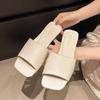Cool Slippers Women's Outer Wear 2025 Spring New Simple and Versatile Women's Square Head Flat Bottom Non-slip Beach One-word Slippers